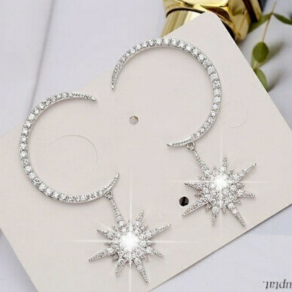 Moon Star Diamond Brilliance Drop Earrings - Picture 2 of 4